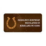 Hooked on Horseshoe in Brown -- Kids Return Address Labels