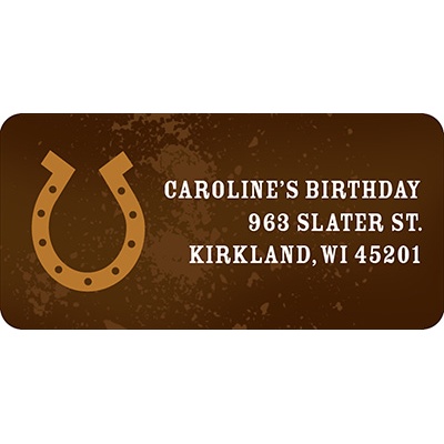 Hooked on Horseshoe in Brown -- Kids Return Address Labels