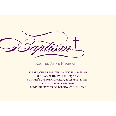 Flowing Script -- Elegant Baptism Invitations
