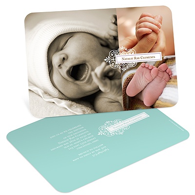 Classy Debut -- Photo Baptism Invitations