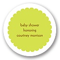 Scalloped Circle in Green -- Baby Shower Favor Stickers