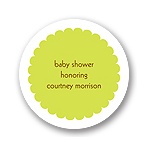 Scalloped Circle in Green -- Baby Shower Favor Stickers