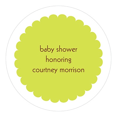 Scalloped Circle in Green -- Baby Shower Favor Stickers