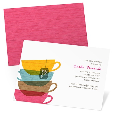 All Stacked Up -- Tea Party Baby Shower Invitations