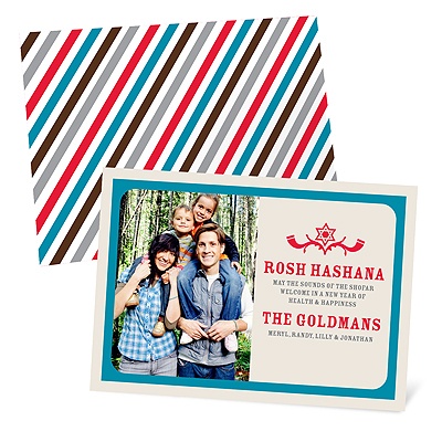 Stripes Meet Star of David -- Rosh Hashanah Greeting Cards