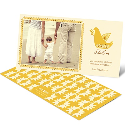 THE GOLDEN TICKET -- BOY PHOTO BIRTH ANNOUNCEMENT, 2in. x 4in. Folded Holiday Card