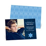 Geometric Star of David -- Bar Mitzvah Photo Invitations