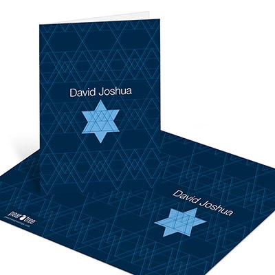Geometric Star of David -- Bar Mitzvah Thank You Cards