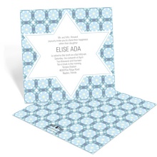 Custom Kaleidoscope Designs in Blue -- Contemporary Bar Mitzvah Invita