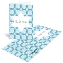 Custom Kaleidoscope Designs in Blue -- Bat Mitzvah Thank You Notes