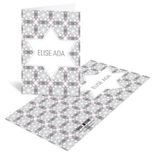 Custom Kaleidoscope Designs in Grey -- Bat Mitzvah Thank You Notes