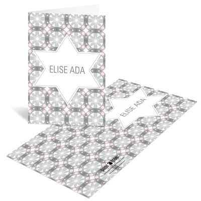 Custom Kaleidoscope Designs in Grey -- Bat Mitzvah Thank You Notes