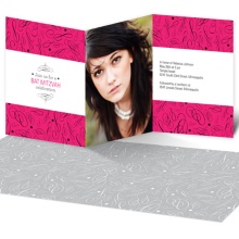 Photo Block and Swirls -- Unique Bat Mitzvah Invitations