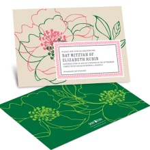Modern Floral Stenciling -- Custom Bat Mitzvah Invitations