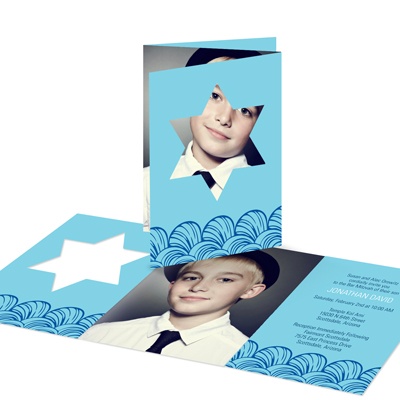 THE GOLDEN TICKET -- BOY PHOTO BIRTH ANNOUNCEMENT, 2in. x 4in. Folded Holiday Card