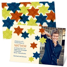Trendy Traveling Stars -- Photo Bar Mitzvah Invitations