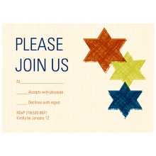 Brushed Stars of David -- Bar Mitzvah RSVP Cards