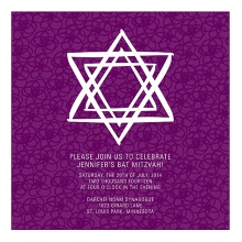 Linear Star of David in Purple -- Bat Mitzvah Invites