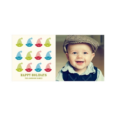 THE GOLDEN TICKET -- BOY PHOTO BIRTH ANNOUNCEMENT, 2in. x 4in. Folded Holiday Card