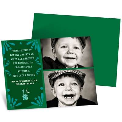THE GOLDEN TICKET -- BOY PHOTO BIRTH ANNOUNCEMENT, 2in. x 4in. Folded Holiday Card