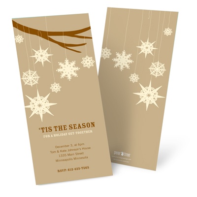 Whimsical Snowflakes in Tan -- Custom Holiday Greeting Cards