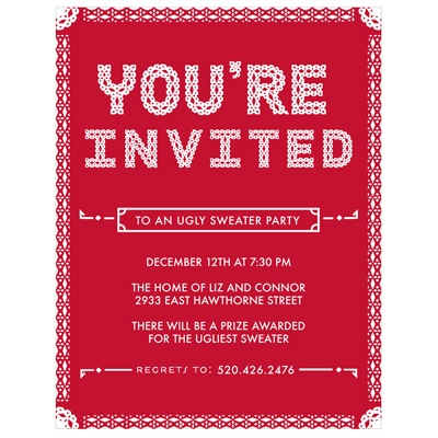 Particular Pattern -- Ugly Sweater Christmas Party Invitations