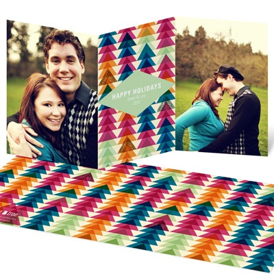 Swanky Trees -- Tri-Fold Holiday Photo Cards