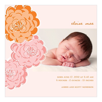 Floral Wonder -- Photo Baby Girl Birth Announcements