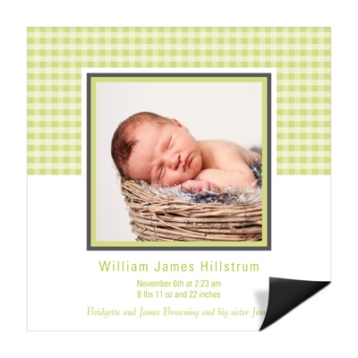 Peaceful Plaid -- Magnet Baby Announcements