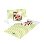 Gingham Print Treatment in Green -- Photo Baby Thank You Cards