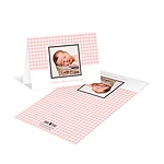 Gingham Print Treatment in Pink -- Photo Baby Thank You Cards