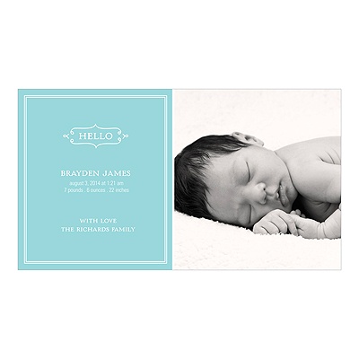 Elegant Greeting for a Boy -- Baby Photo Birth Announcements