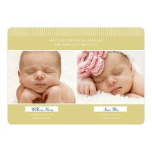 Modern Multiples -- Twin Photo Birth Announcements