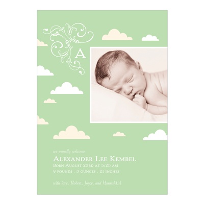 Among the Clouds -- Unique Photo Baby Announcements
