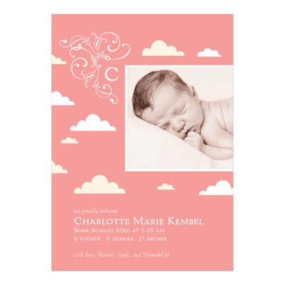 Among the Clouds -- Unique Photo Baby Announcements