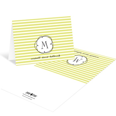 Striped and Swirled Monogram -- Cute Baby Thank You Cards