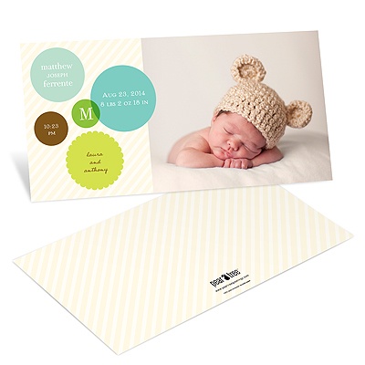 Charming Classic Circles in Blue -- Modern Photo Birth Announcements
