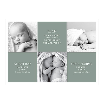 THE GOLDEN TICKET -- BOY PHOTO BIRTH ANNOUNCEMENT, 2in. x 4in. Folded Holiday Card