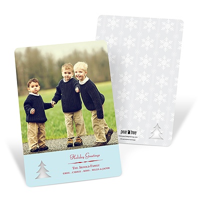 THE GOLDEN TICKET -- BOY PHOTO BIRTH ANNOUNCEMENT, 2in. x 4in. Folded Holiday Card