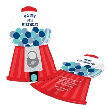 Gumball Machine Fun -- Unique Birthday Party Invitations