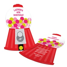 Gumball Machine Goodness -- Childrens Birthday Party Invitations