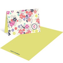 Monogram Blossoms -- Floral thank you Cards