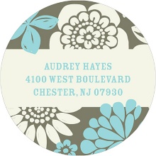 Flower Bunches -- Round Return Address Labels