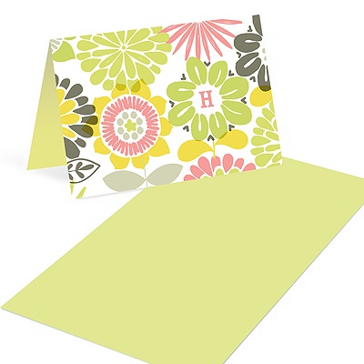 Retro Flowers -- Monogram Notelettes