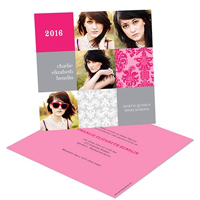Damask Blocks -- Photo Graduation Party Invitations