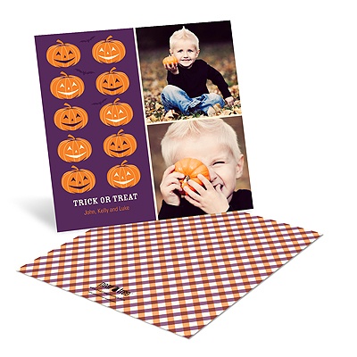 Line-up of Pumpkins -- Halloween Photo Greeting Cards