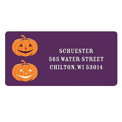 Dual Pumpkins in Purple -- Halloween Address Labels