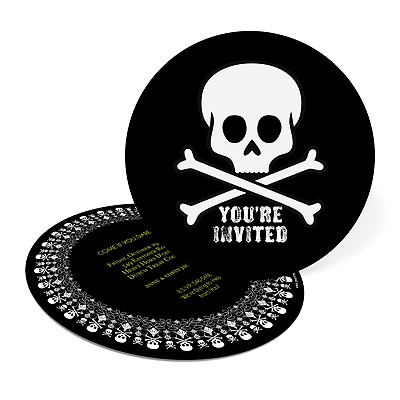 Round and Round the Skulls -- Personalized Halloween Invitations