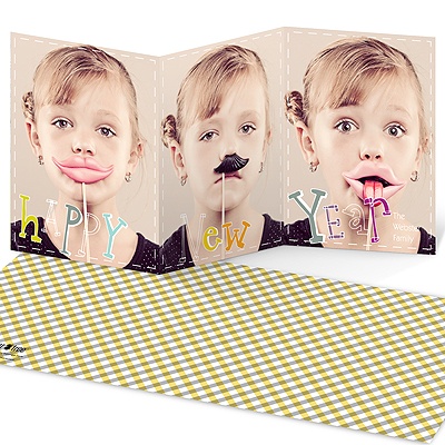 THE GOLDEN TICKET -- BOY PHOTO BIRTH ANNOUNCEMENT, 2in. x 4in. Folded Holiday Card