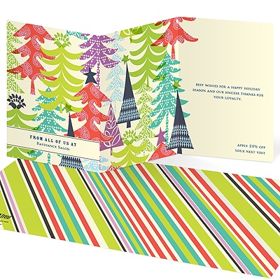 Patterned Holiday Trees -- Holiday Business Greeting Cards